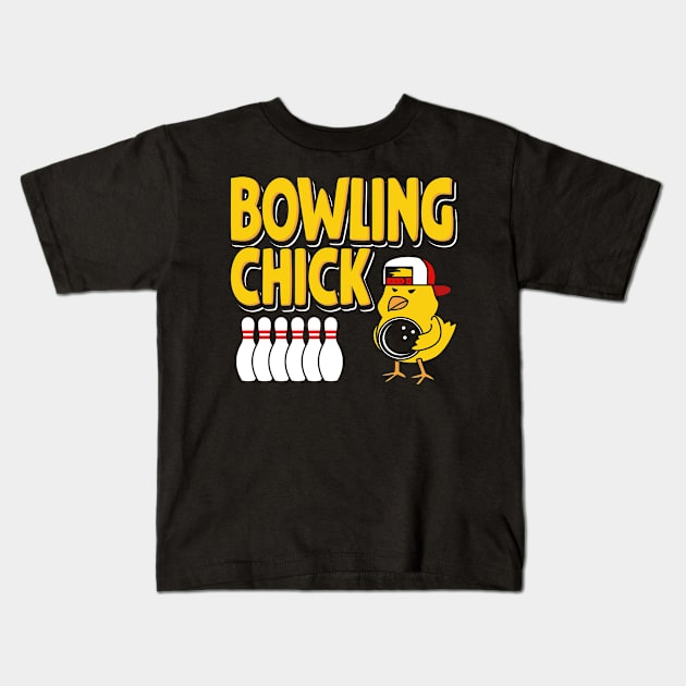 Bowling Chick Kids T-Shirt by maxcode